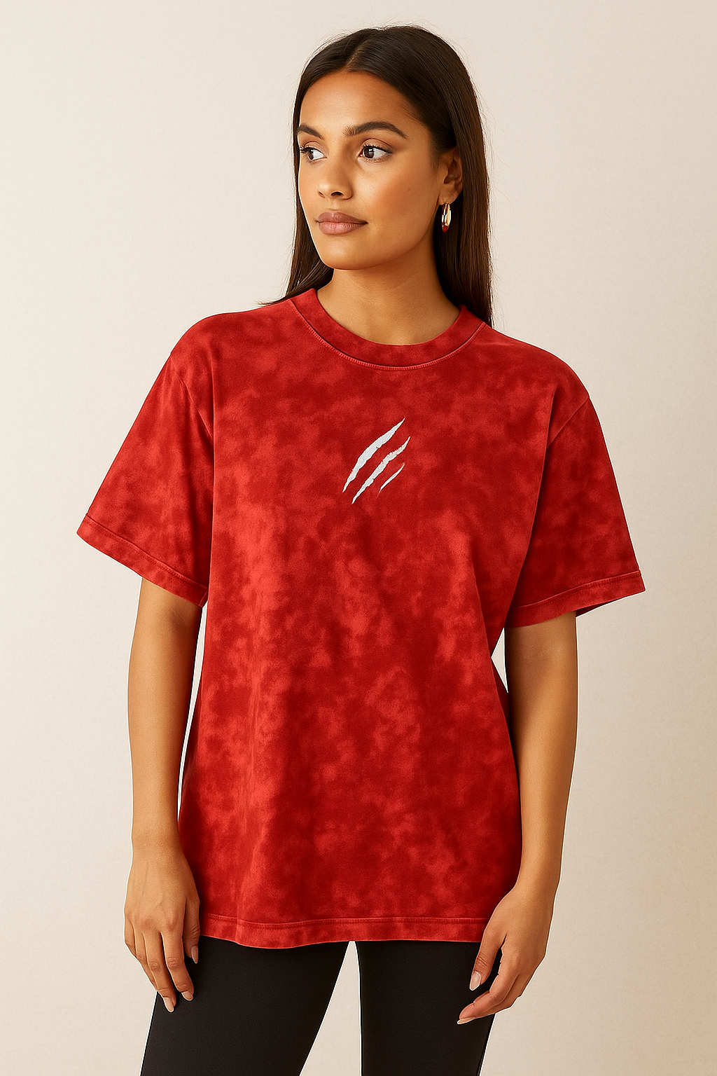 Sinister Red Acid-Wash Oversized T-shirt