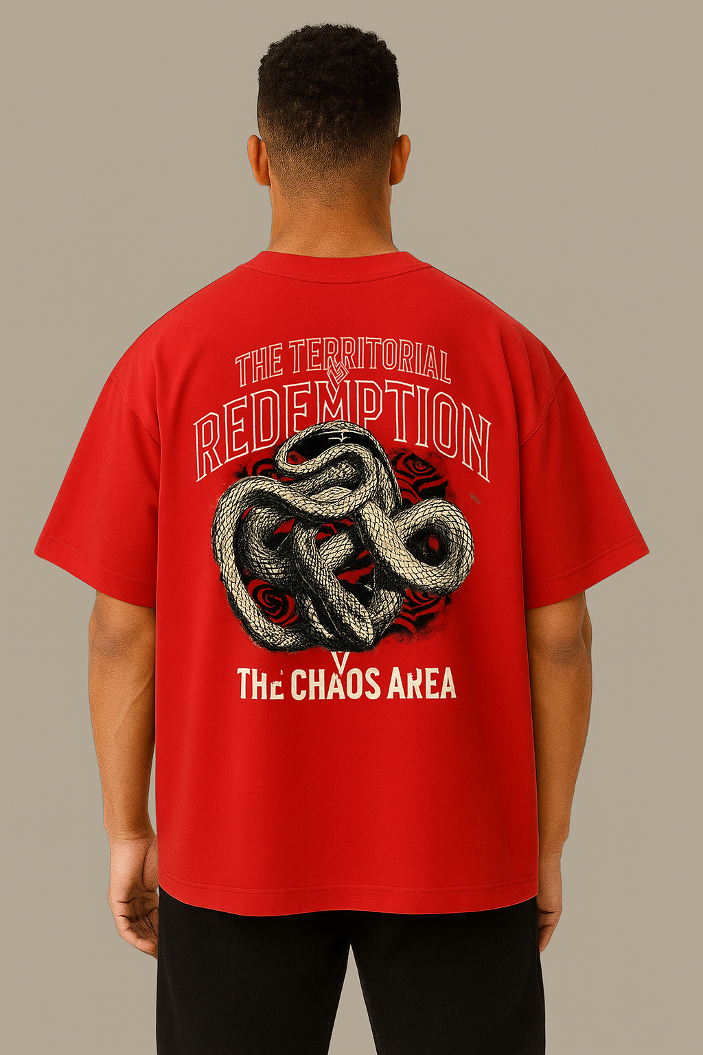 The Territorial Redemption Red Oversized Graphic T-shirt