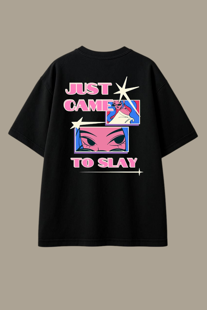 Just Came to Slay White Oversized Graphic T-shirt