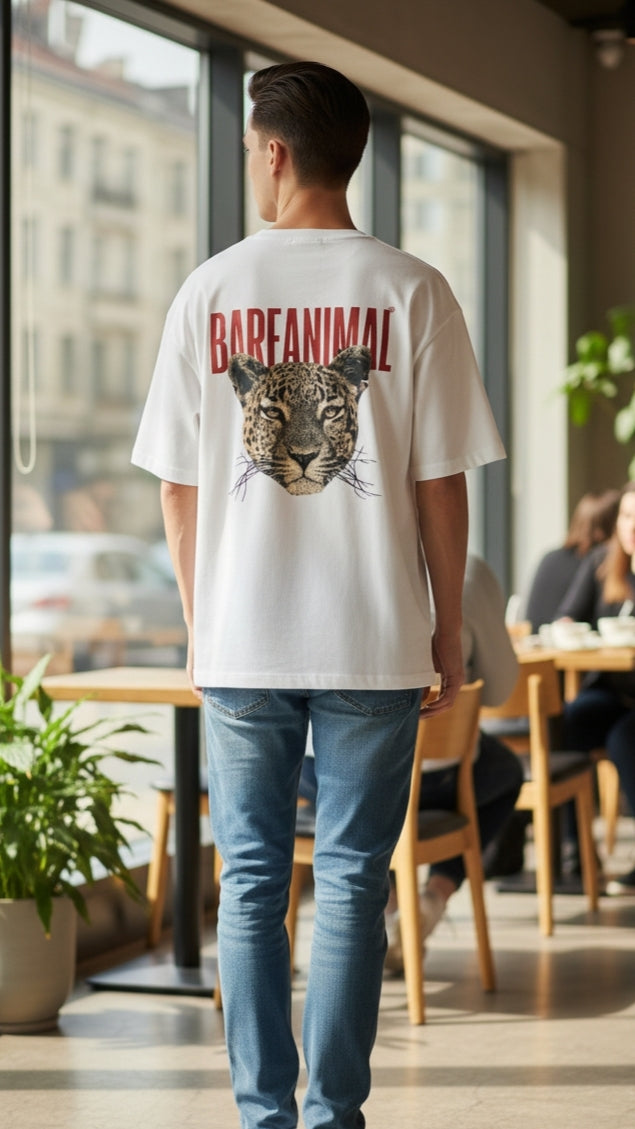 BAREANIMAL White Oversized Graphic T-shirt
