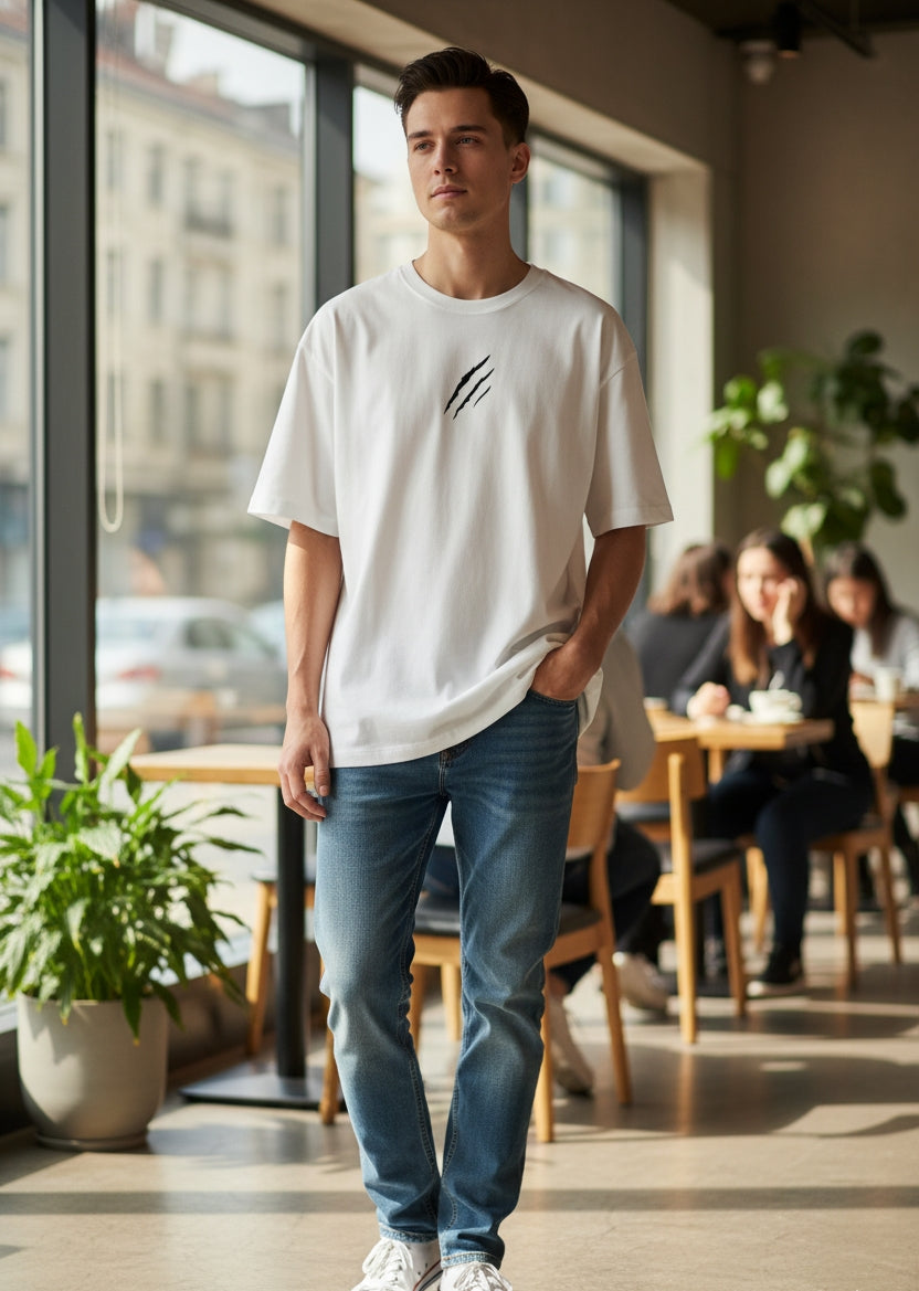 BAREANIMAL White Oversized Graphic T-shirt