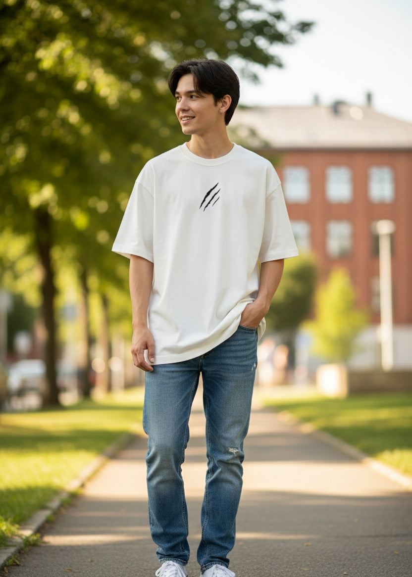 The Vibranium Mask White Oversized Graphic T-shirt
