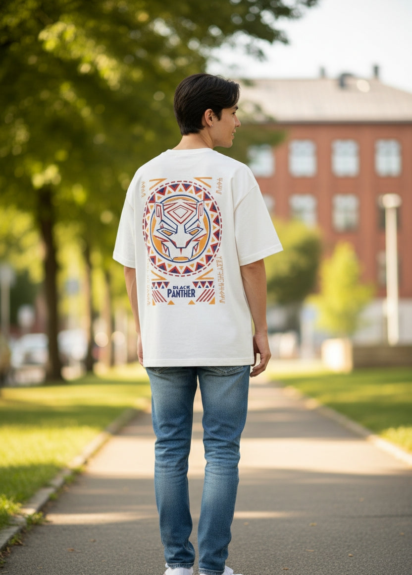 The Vibranium Mask White Oversized Graphic T-shirt