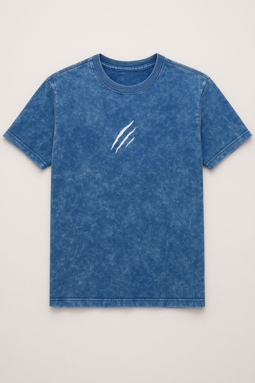 Solid Blue Acid-Wash T-shirt