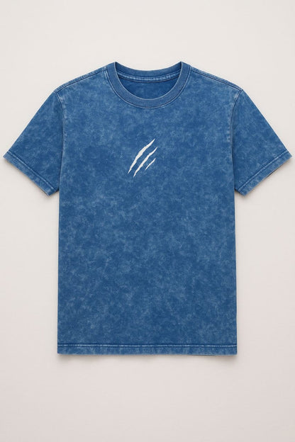 Bareanimal Cropped Blue Acid-Wash T-shirt