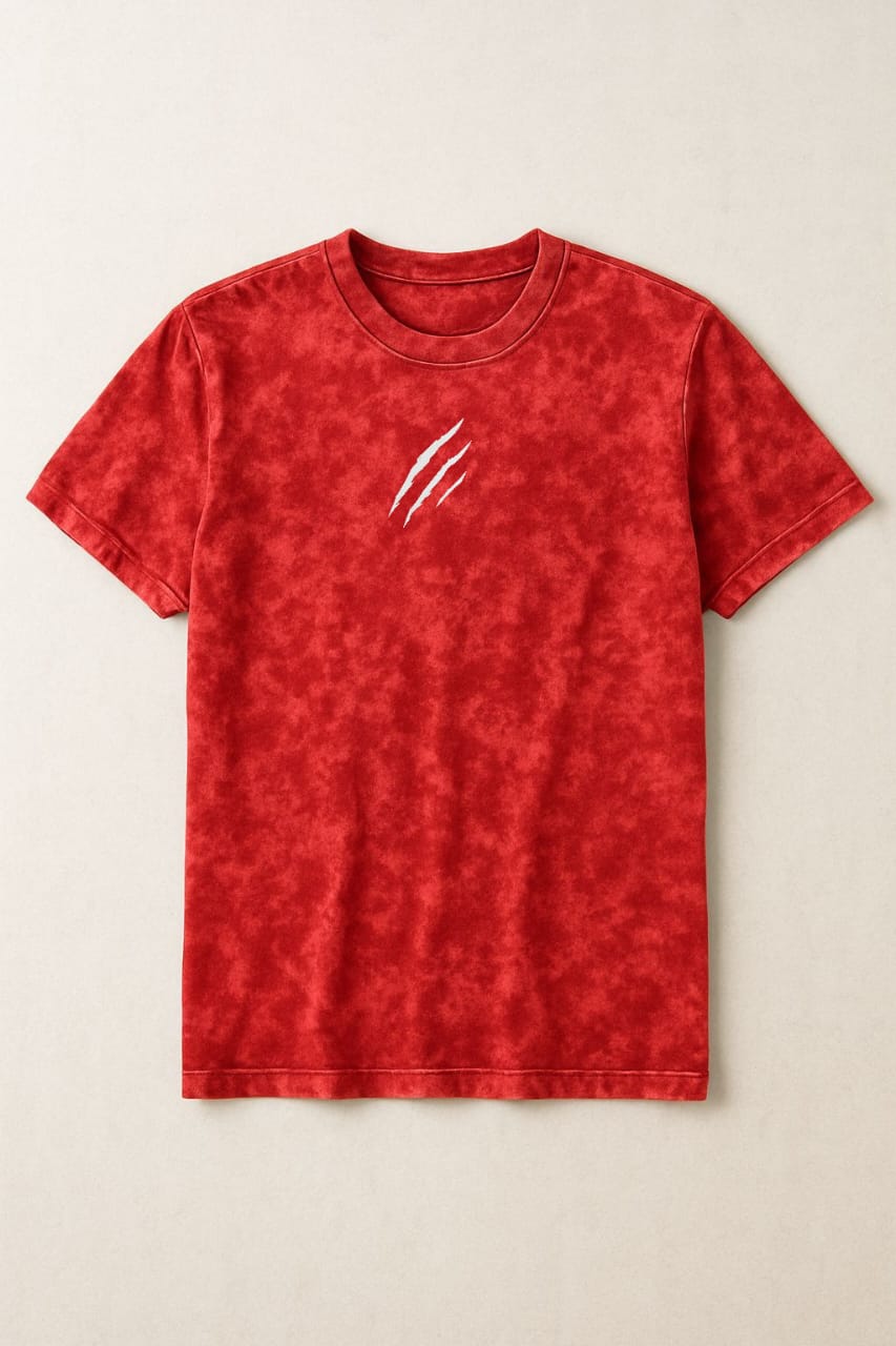 Solid Red Acid-Wash T-shirt