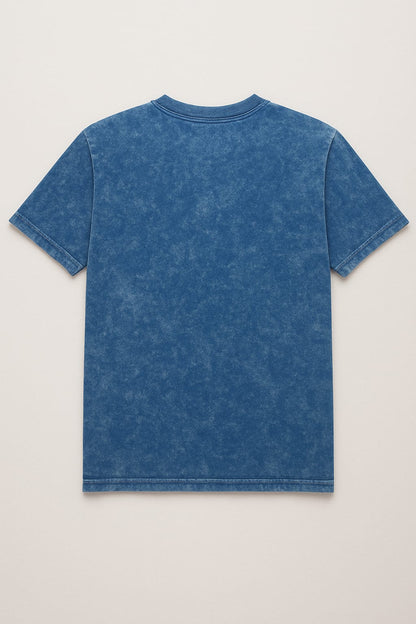 Bareanimal Cropped Blue Acid-Wash T-shirt