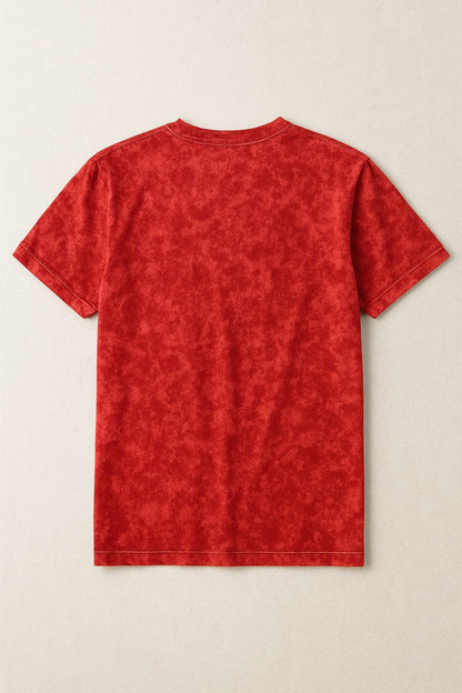 Bareanimal Cropped Solid Red Acid-Wash T-shirt