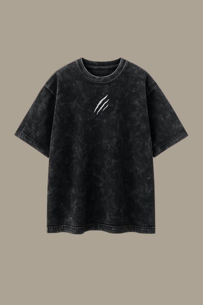 BAREANIMAL “Stay By Strong” Oversized Black Acid-Wash T-shirt