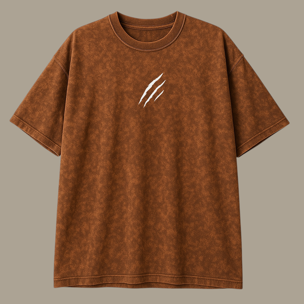 Bareanimal Rust Brown Oversized Acidwash T-shirt
