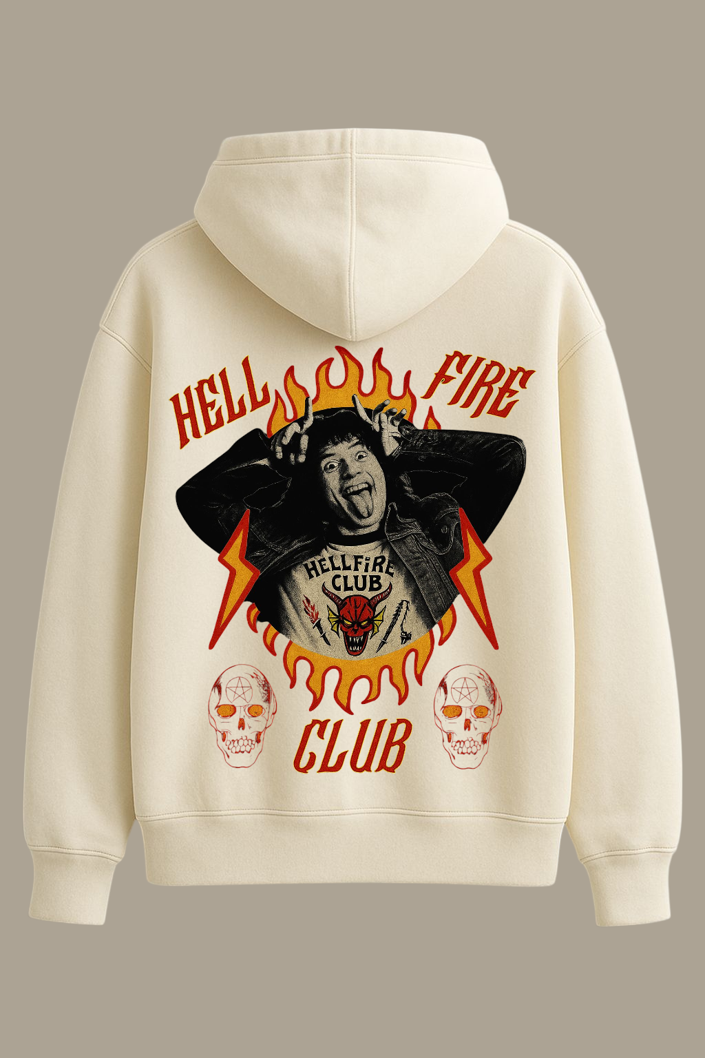 BAREANIMAL Off-White Hoodie Hellfire Club Graphic – Premium Fleece Edition