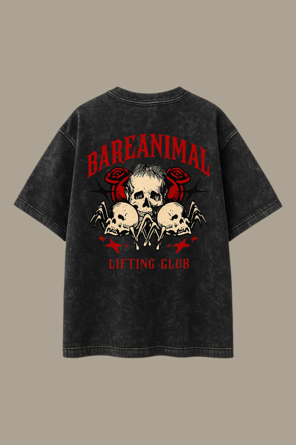 Monsters Skull Graphic Acid-Wash Oversized T-shirt