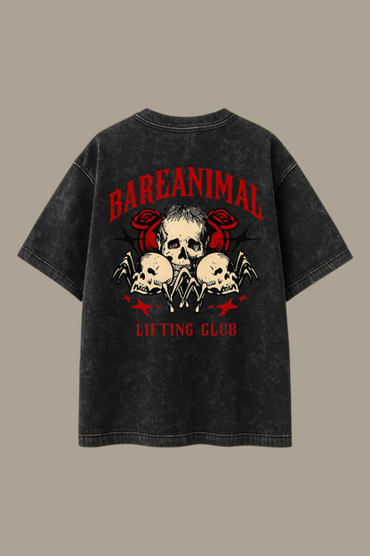 Monsters Skull Graphic Acid-Wash Oversized T-shirt