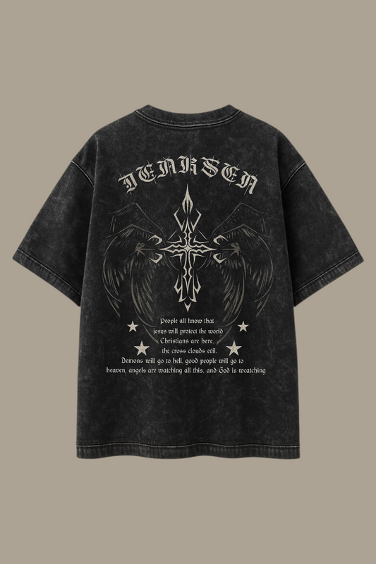 Bareanimal Vintage Washed Black Acid-Wash Oversized T-shirt