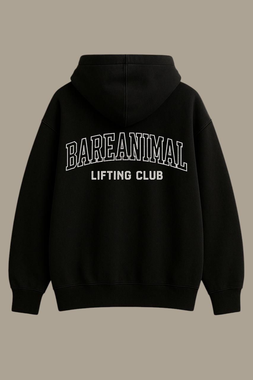 BAREANIMAL Lifting Club Black Hoodie – Heavyweight Gym Essential