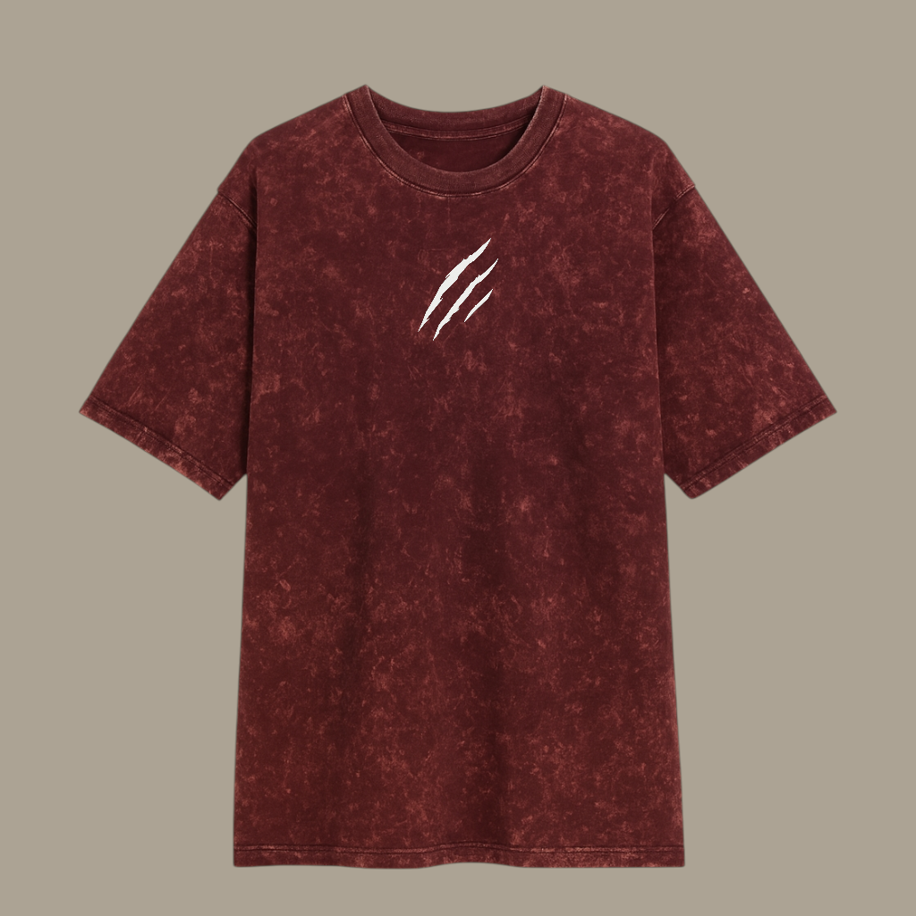 BAREANIMAL Maroon Acid Wash Oversized T-Shirt