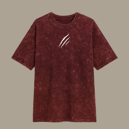 BAREANIMAL Maroon Acid Wash Oversized T-Shirt