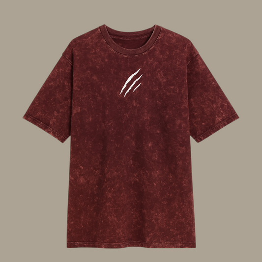 BAREANIMAL Maroon Acid Wash Oversized T-Shirt