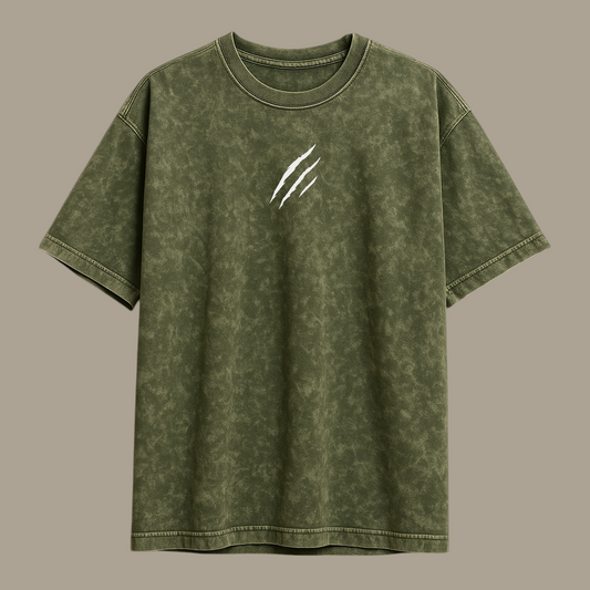 Bareanimal Olive green Oversized Acidwash T-shirt