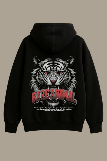 BAREANIMAL Fearless Tiger Oversized Black Hoodie