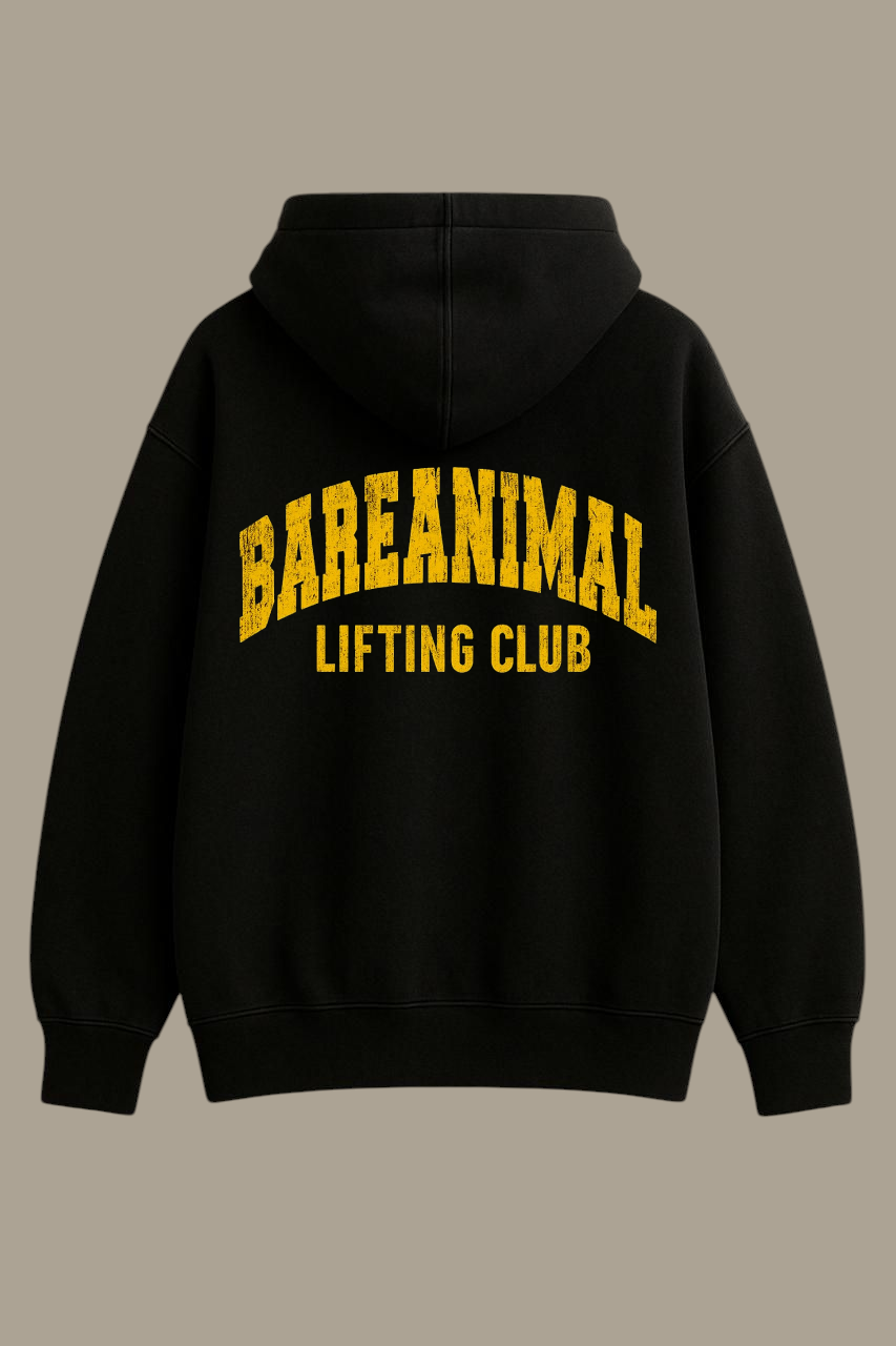 BAREANIMAL Lifting Club Black Hoodie – Vintage Athletic Edition