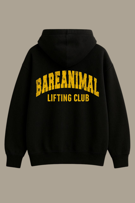 BAREANIMAL Lifting Club Black Hoodie – Vintage Athletic Edition
