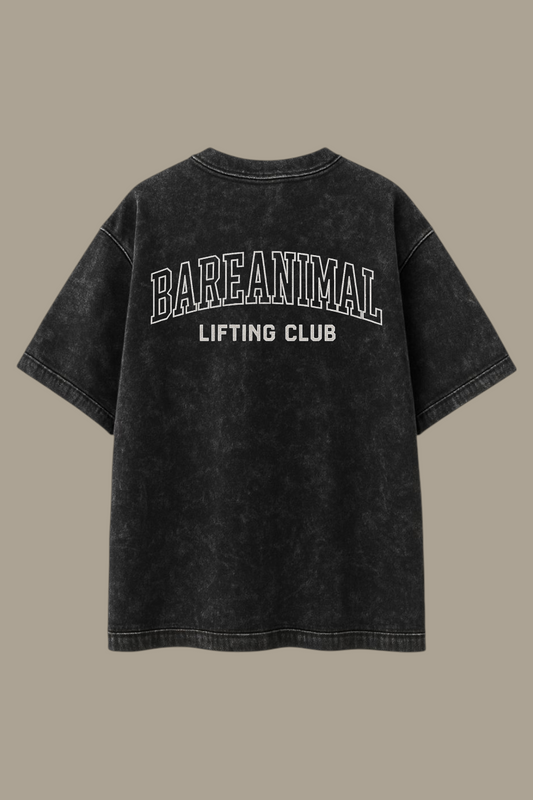 Black Acid-Wash BAREANIMAL Lifting Club Oversized T-shirt